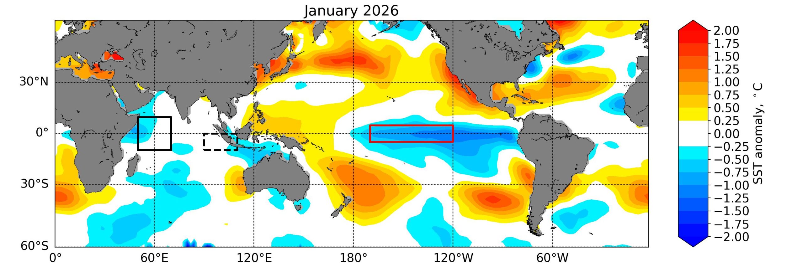 Sea surface temperature anomaly plot